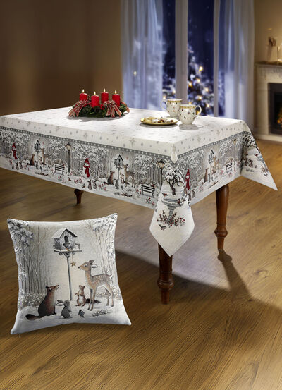 Tafel- en kamerdecoratie met winterlandschap 