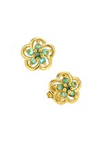 Vergulde oorknopjes met echte smaragd 