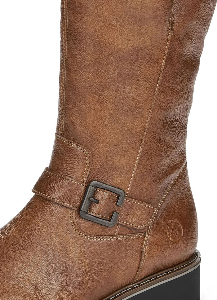 Remonte, gevoerde dameslaarzen, winterschoenen, breedte G, met lamsvacht COGNAC