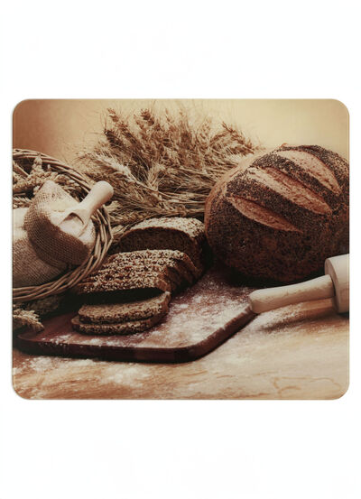 Glazen wandpaneel, broodmotief 