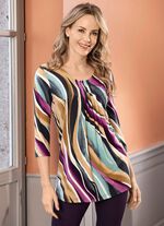 Shirt met 3/4-mouwen PAARS-BRUIN-MINT