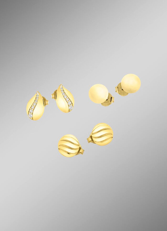 Sieradenset, 3-delig, bestaande uit 3 paar oorstekers 