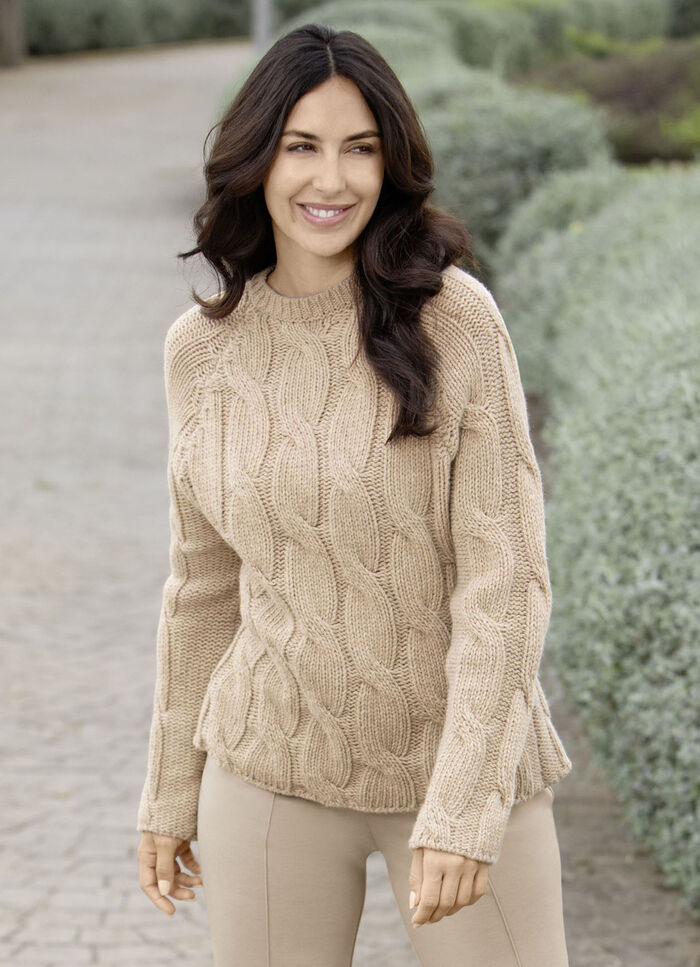Grof gebreide trui BEIGE