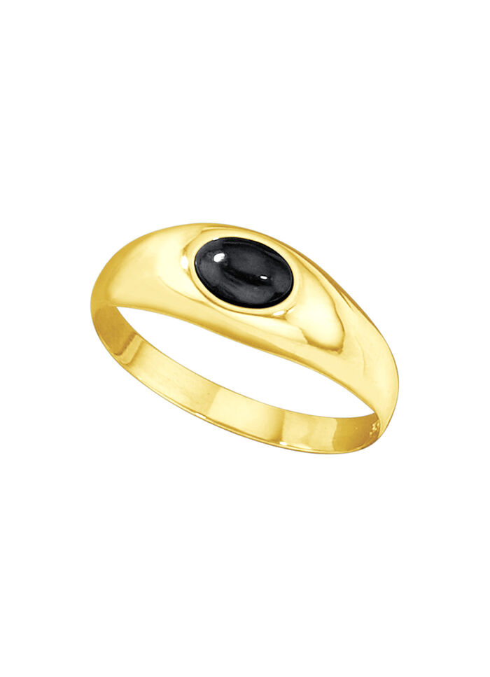 Damesring met echte onyx 