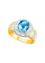 Damesring met echte blauwe topaas en diamanten 