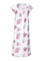 Nachthemd, korte mouwen met ronde hals WIT-KERSROOD