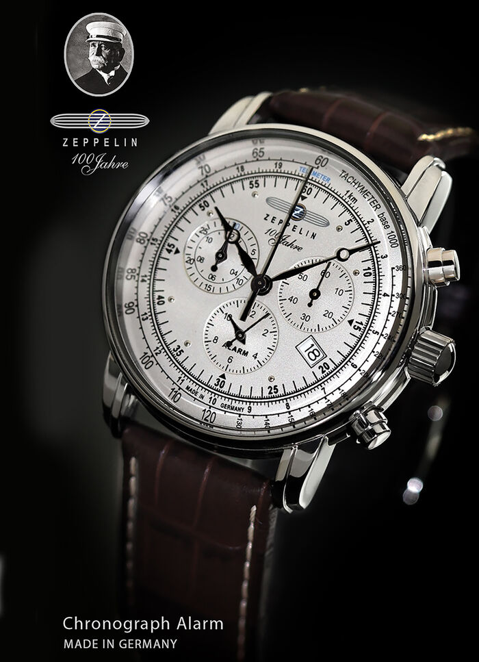 Chronograaf met lederen band 