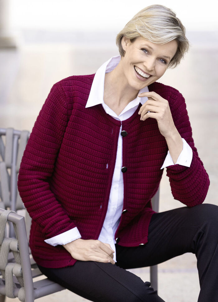 Cardigan met all-over structuur BORDEAUX
