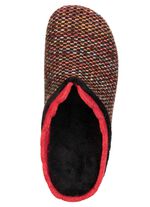 Laurina, klassieke damespantoffels, met uitneembaar voetbed ZWART-ROOD-KLEURRIJK