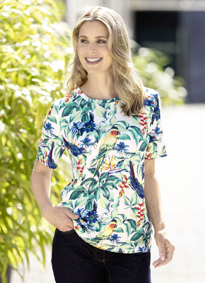 Shirt met papegaaienmotieven 
