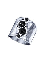 Massieve damesring met echte onyx 