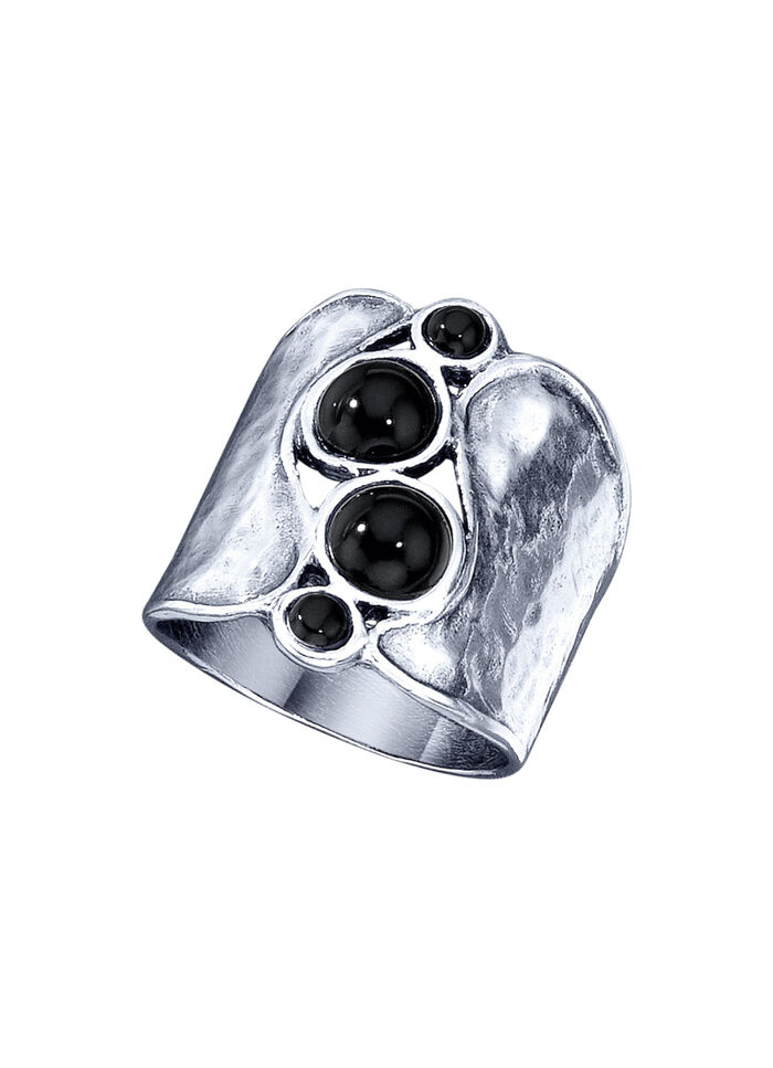 Massieve damesring met echte onyx 
