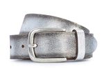 Trendy dames leren riem, 3 cm breed ANTIEK ZILVER