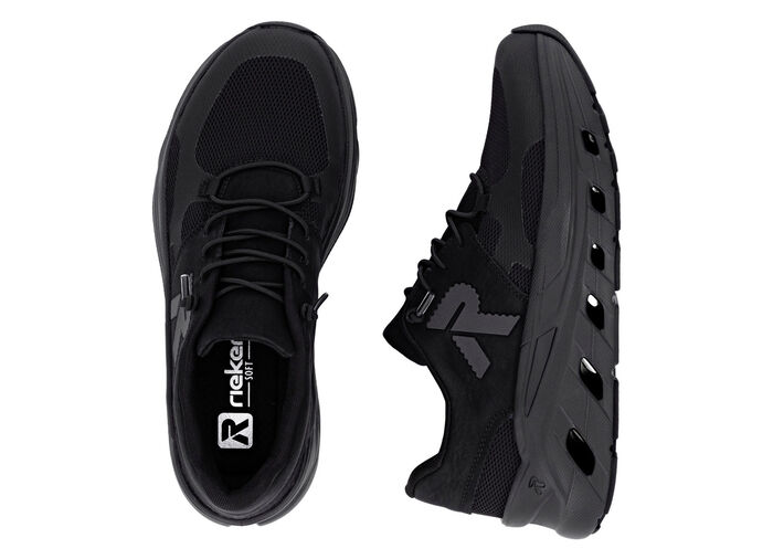 Rieker, sportieve damessneakers, breedte G, met uitneembaar voetbed ZWART