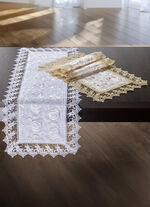 Tafel- en kamerdecoratie met macramé kanten rand BEIGE
