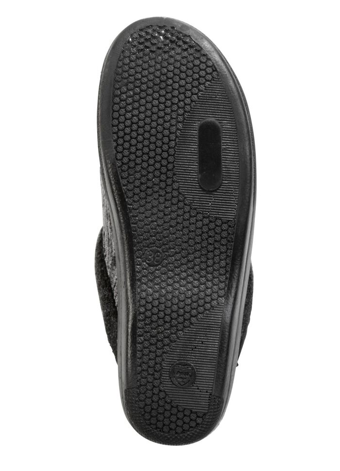 Laurina pantoffels van iriserend corduroy materiaal met vilten bies GRIJS