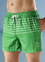 Zwemshort met gestreept design, microvezel GROEN-WIT