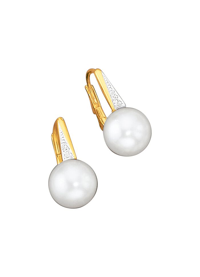 Oorbellen met briljanten en zoetwaterparels 