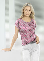 Shirt met briljante inkjetprint in 2 kleuren FUCHSIA-WIT