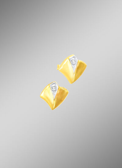 Chique bicolor oorknopjes met diamanten 
