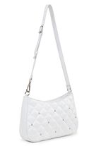 Laurina tas met trendy quilting en decoratieve klinknagels WIT