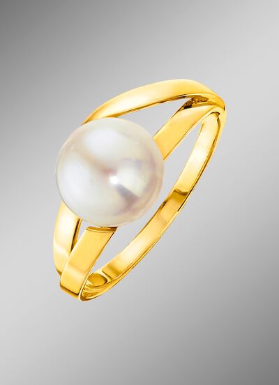 Bouton-damesring met zoetwaterparel 