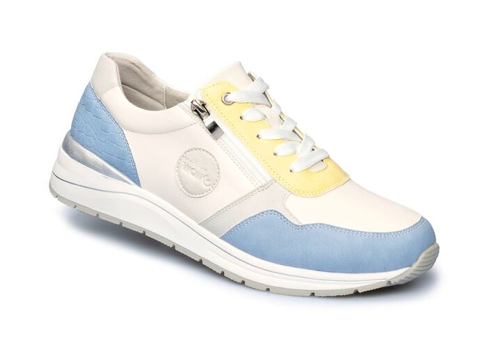 Comfort sneaker Simone in leer en su&egrave;de look 