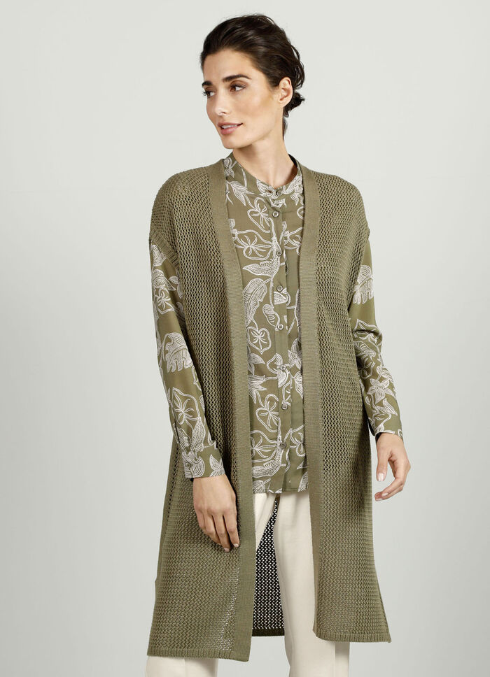 Gebreid vest in lange vorm 