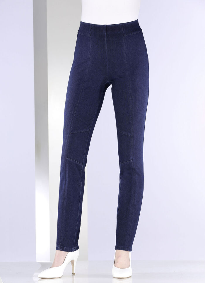 Jerseybroek in denimlook DONKERBLAUW