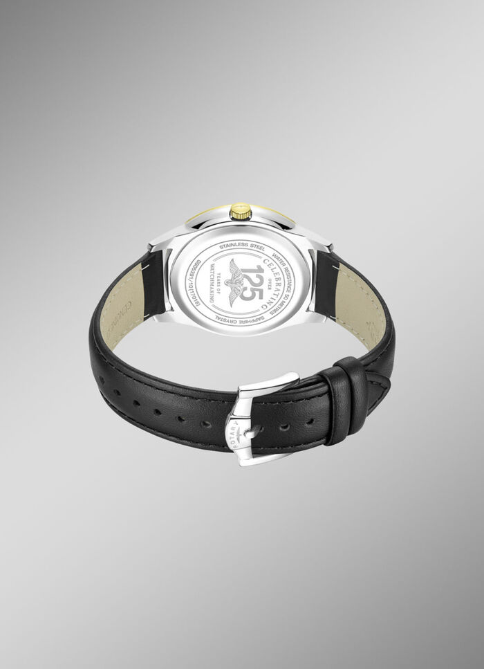 Rotary quartz herenhorloge met leren band 