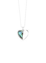 Betoverende hartvormige hanger van zilver met echte abalone parelmoer 