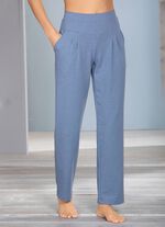 Broek met brede elastische tailleband ROOKBLAUW