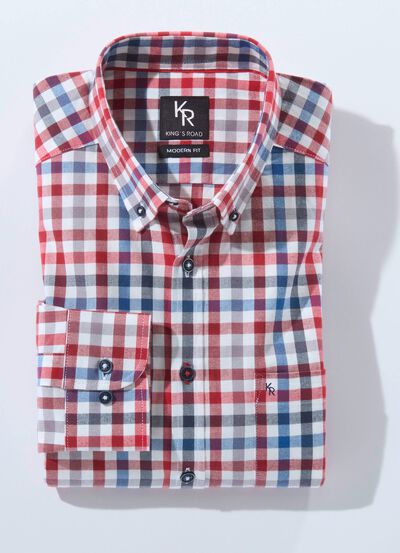 "King's Road" overhemd met button-down kraag in 4 kleuren 