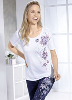 Shirt met handgeschilderde bloemmotieven 
