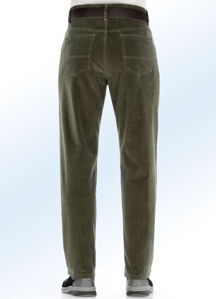 Thermische corduroy broek in 3 kleuren OLIJF