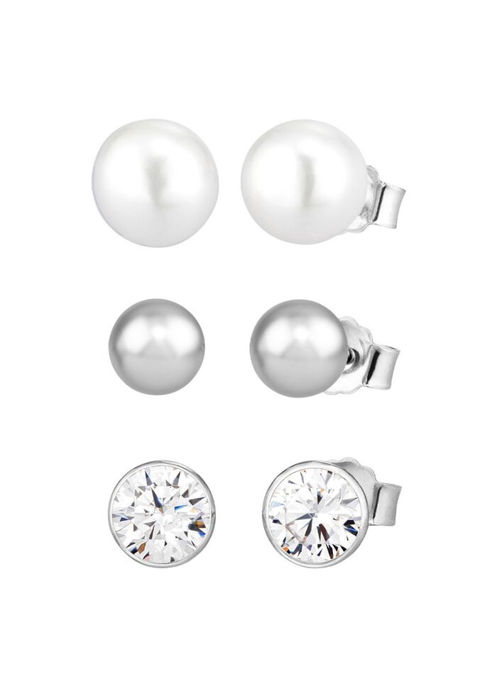 Elegante zilveren oorknopjes set, 3 paar 