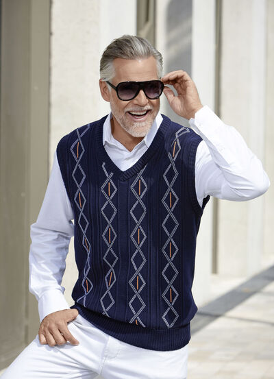 Sweatervest met V-hals in 2 kleuren 