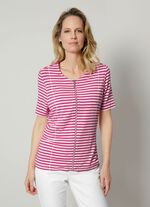 Overhemdjack met garengeverfd gestreept dessin 