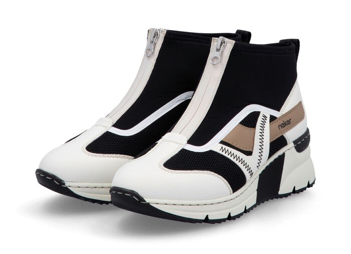 Rieker, stijlvolle dameslaarzen, breedte G, met uitneembaar voetbed CR&Egrave;ME-ZWART-BRUIN