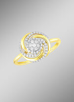 Interessante damesring met 7 briljant geslepen diamanten en 49 diamanten 