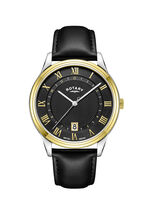 Rotary quartz herenhorloge met leren band 