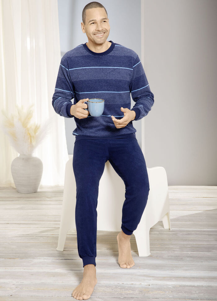 Pyjama van stretch badstof met manchetten 