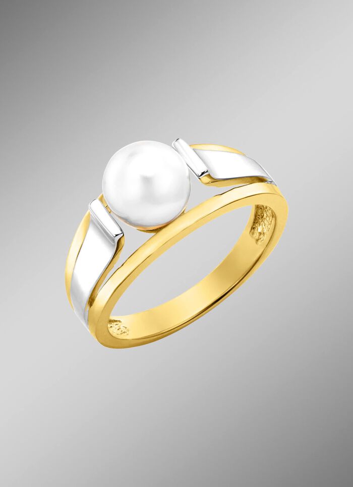 Moderne damesring met zoetwaterparel 