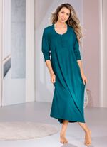 Nachthemd, lange mouw met bies en knoopsluiting 