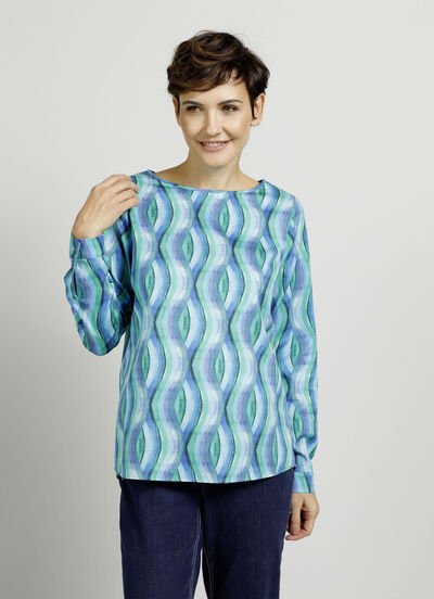 Slip-on blouse met een harmonieus kleurenspel 