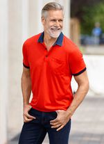 Poloshirt met denim-look kraag 