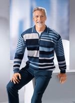 Gestreepte polotrui met korte rits 