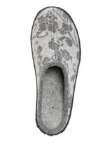 Pantoffels van wolvilt met bloemenprint GRAU