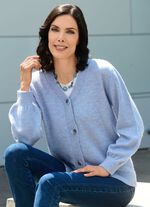 Vest dat pluizig en zacht aanvoelt LICHTBLAUW GEM&Ecirc;LEERD