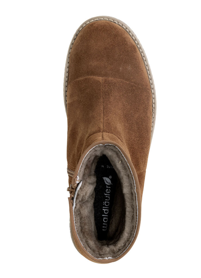 Waldläufer, gevoerde dameslaarzen, winterschoenen, breedte H, met lamsvacht COGNAC